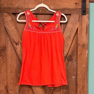 Charlotte Russe Vibrant Orange Embroidered Tank Top